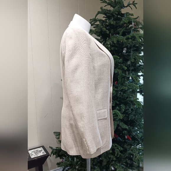 VINTAGE Beige Tweed SPORT COAT Beige Blazer Suit Timeless Designer Jacket Sz 40L - Picture 6 of 14
